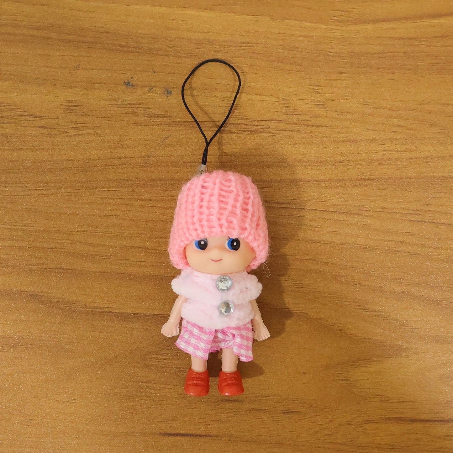 Cute Mini Doll Keychain Soft Knitted Cap Girl Charm Keyring (1 Pc / Mix Color)