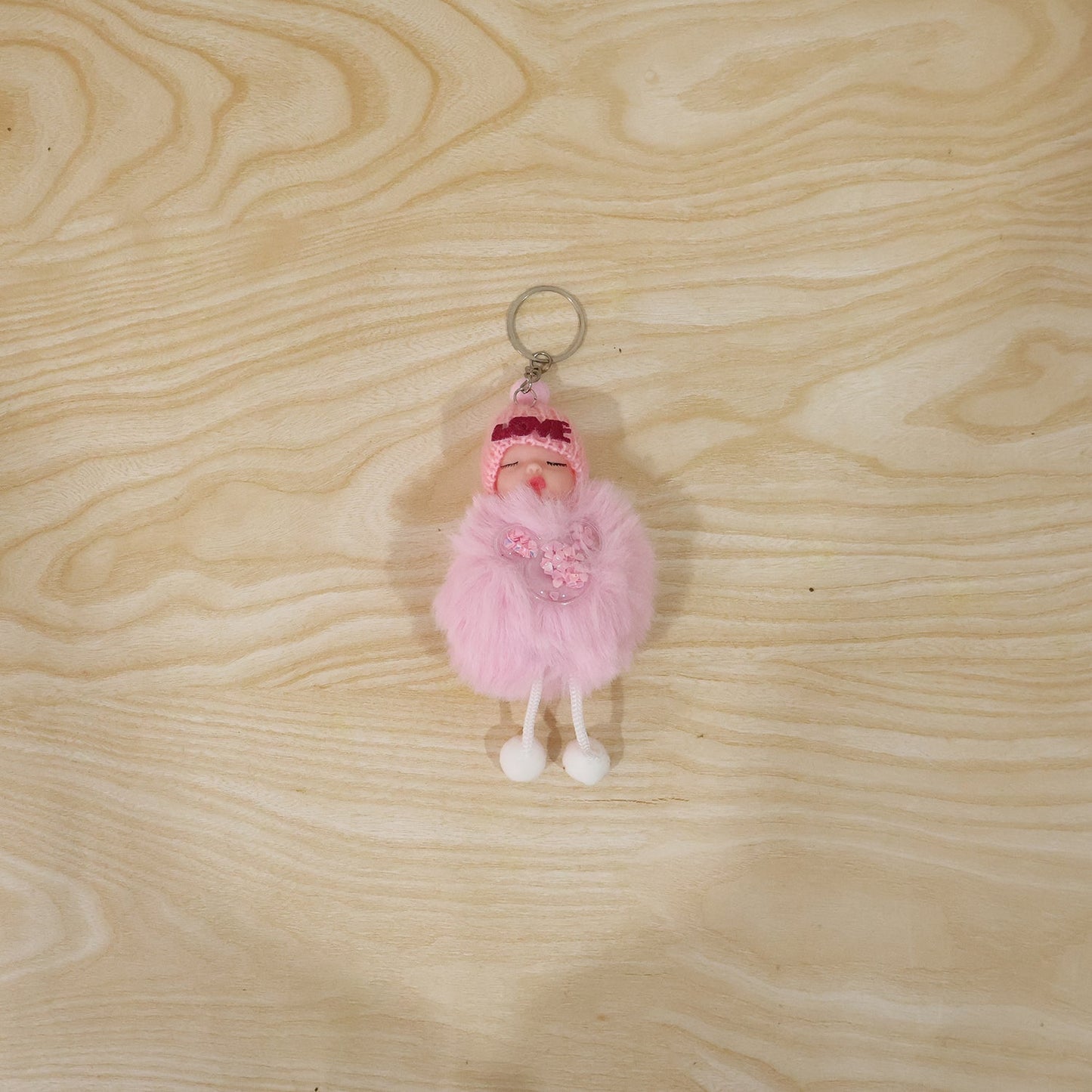Cute Doll Plush Keychain with Soft Fur Ball (1 Pc)
