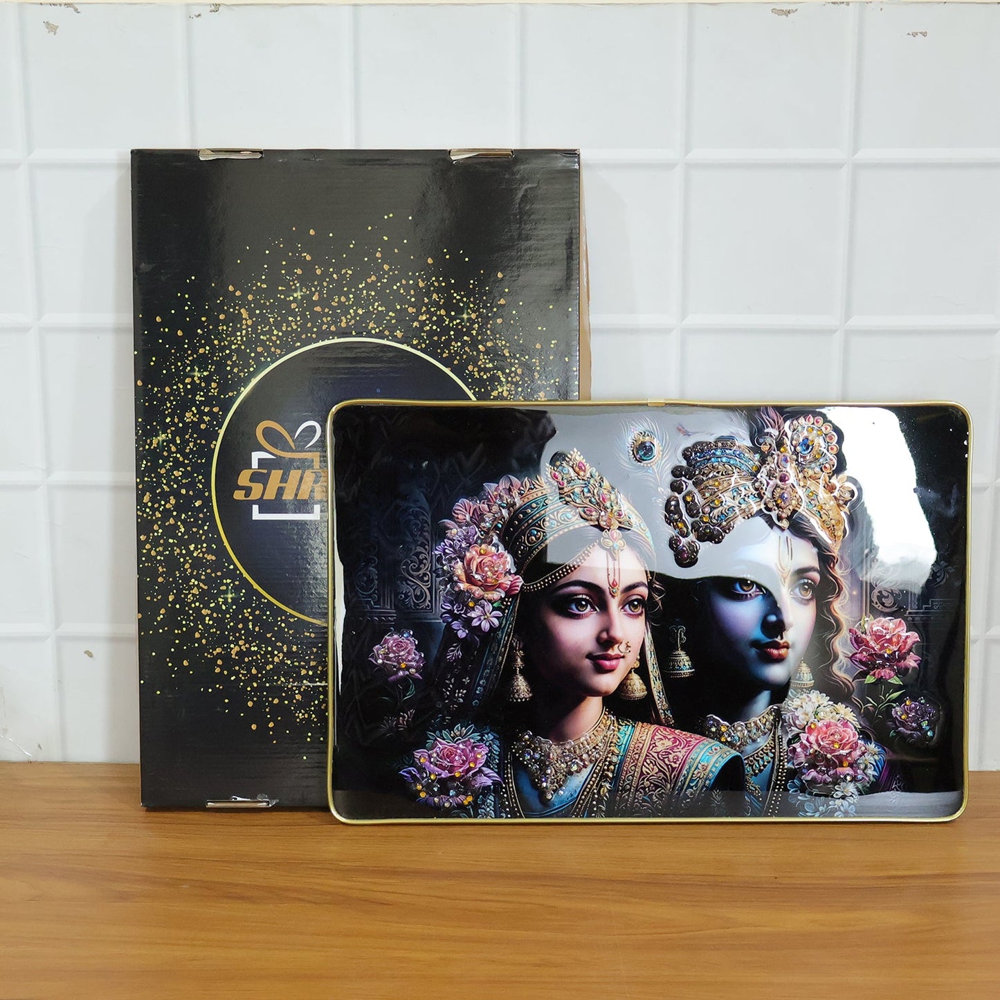Premium Decorative Radha Krishna Wall Painting Frame 45x30 Cm (1 Pc)