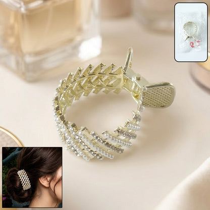 Premium Pearl Studded Metal Hair Claw Clip (1 Pc)