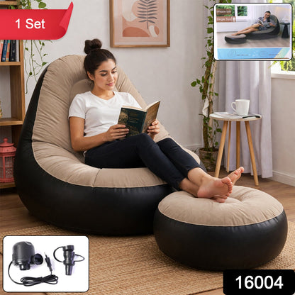 Inflatable Air Sofa Chair Set (1 Set, 100x100x73 + 55x55x30 Cm)