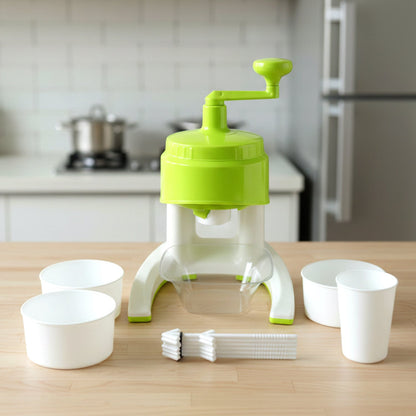 Manual hand crank ice crusher snow maker machine