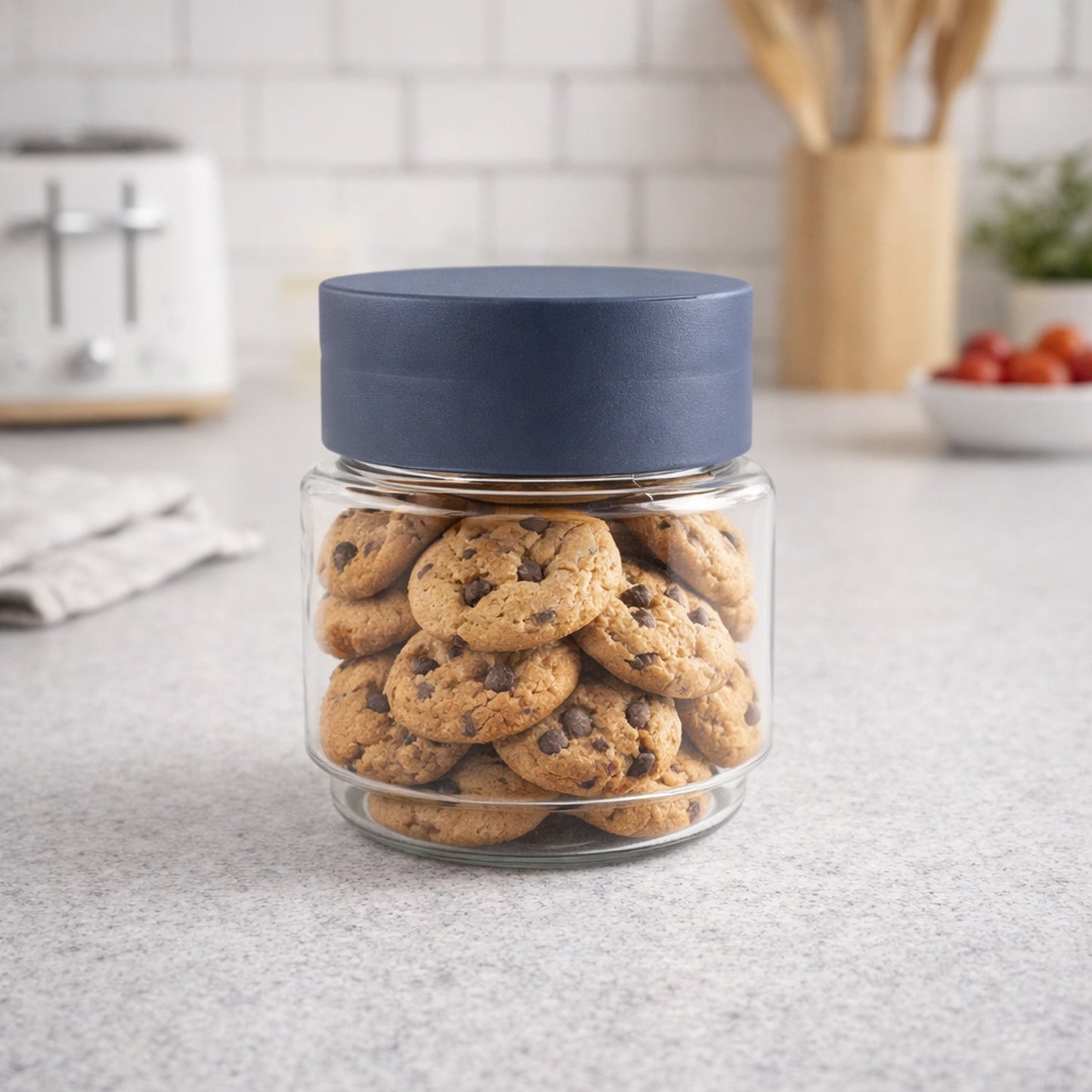 Transparent airtight kitchen jar with secure lid