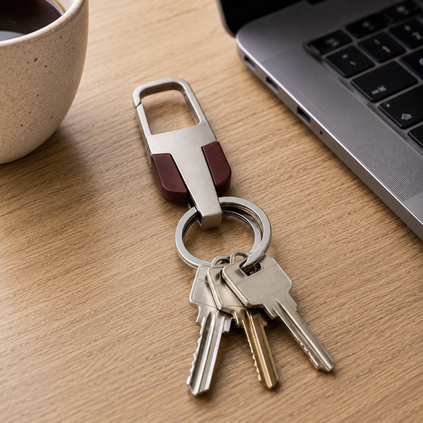 Heavy Duty Stainless Steel Key Holder with Dual Ring Carabiner Clip 1 Pc