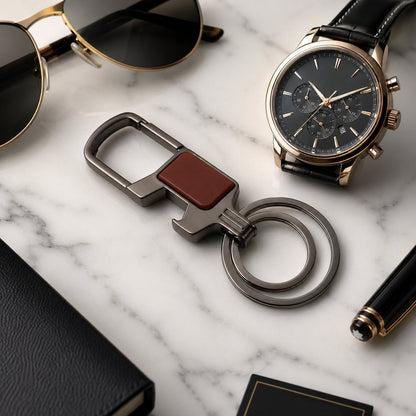 Premium Stylish Metal Key Holder with Safety Lock Clip Keychain (1 Pc)