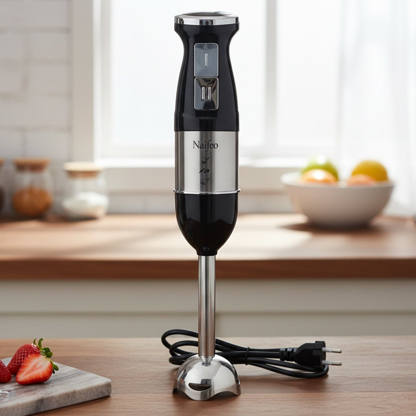 Stainless Steel Handheld Emulsion Blender With Four-blade Blade (300W / 1 Pc)