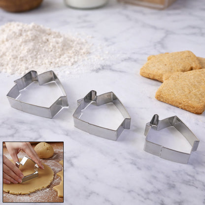 Stainless steel house shape cookie cutter set 3 pc mix design