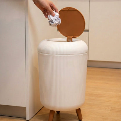 Compact plastic waste bin for home