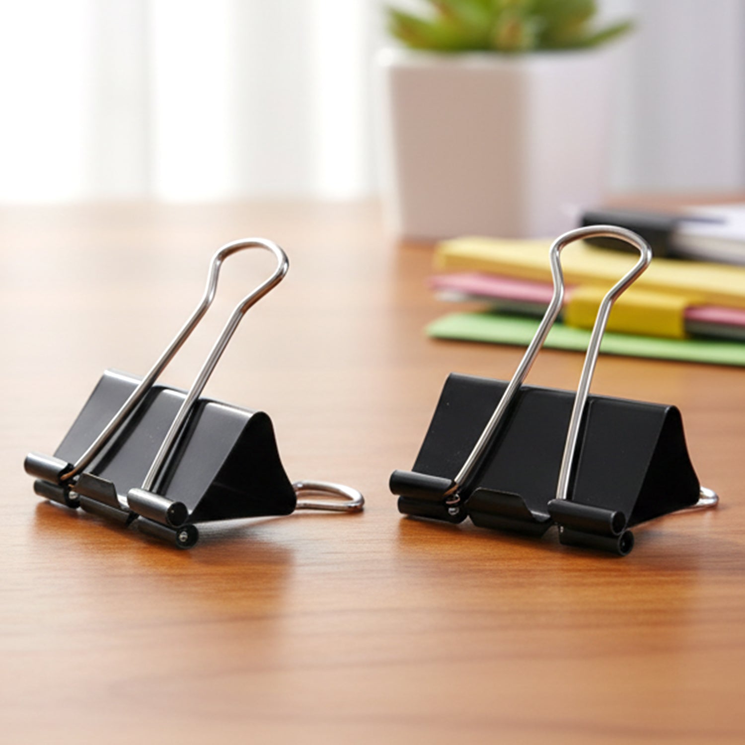black paper clips for documents and files