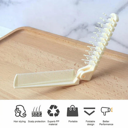 2 In 1 Foldable Hair Comb with Brush (1 Pc)