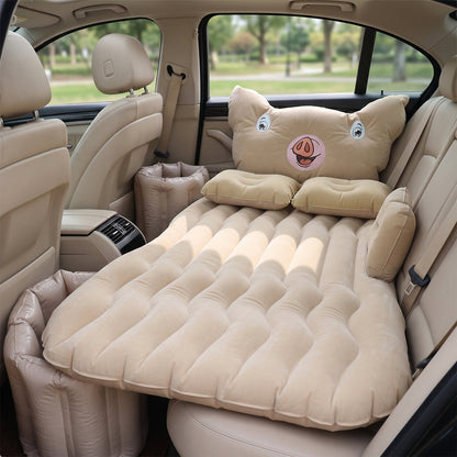 Inflatable bed set fitted in sedan car back seat
