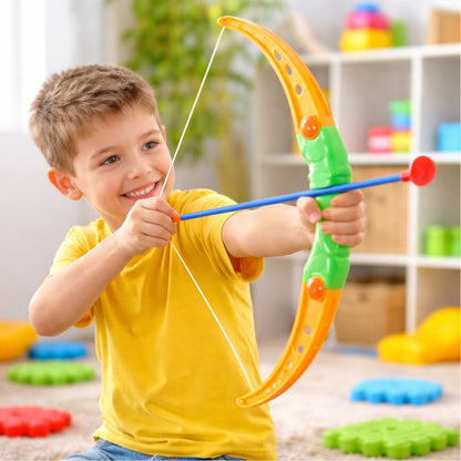Plastic Archery Bow Arrow Toy Set with single knife and 3pc Arrow and Target Board