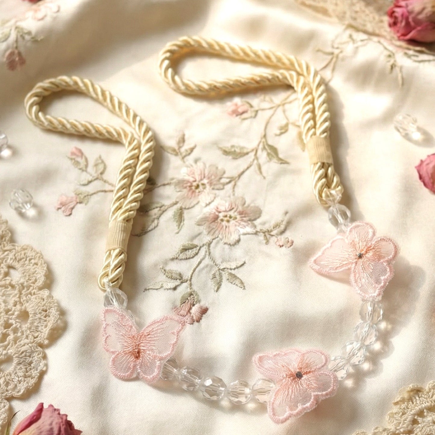 Elegant beaded drapery tie back