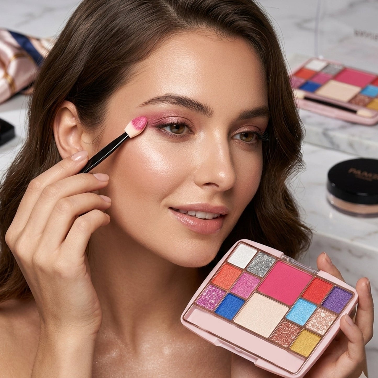 Multi-Color Eyeshadow & Compact Makeup Kit (15 GM / 1 Pc)