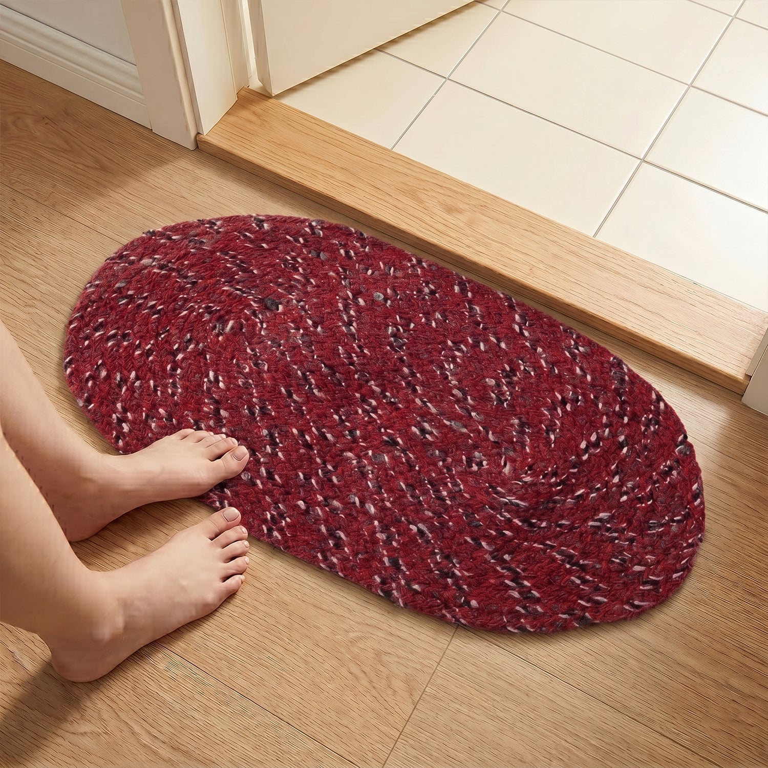 Cozy Red Oval Mat