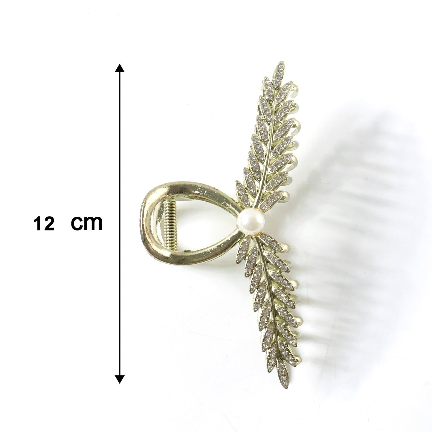 Luxury Leaf Design Pearl Hair Claw Clip for Women (1 Pc / Mix Color)