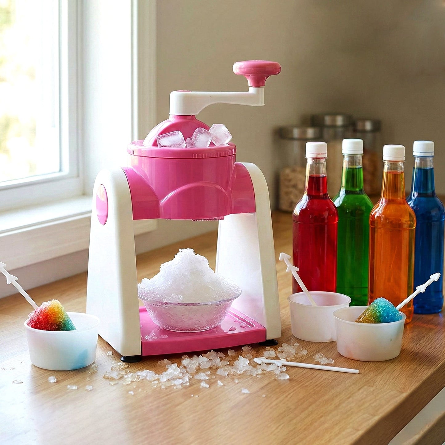 Manual snow ice machine