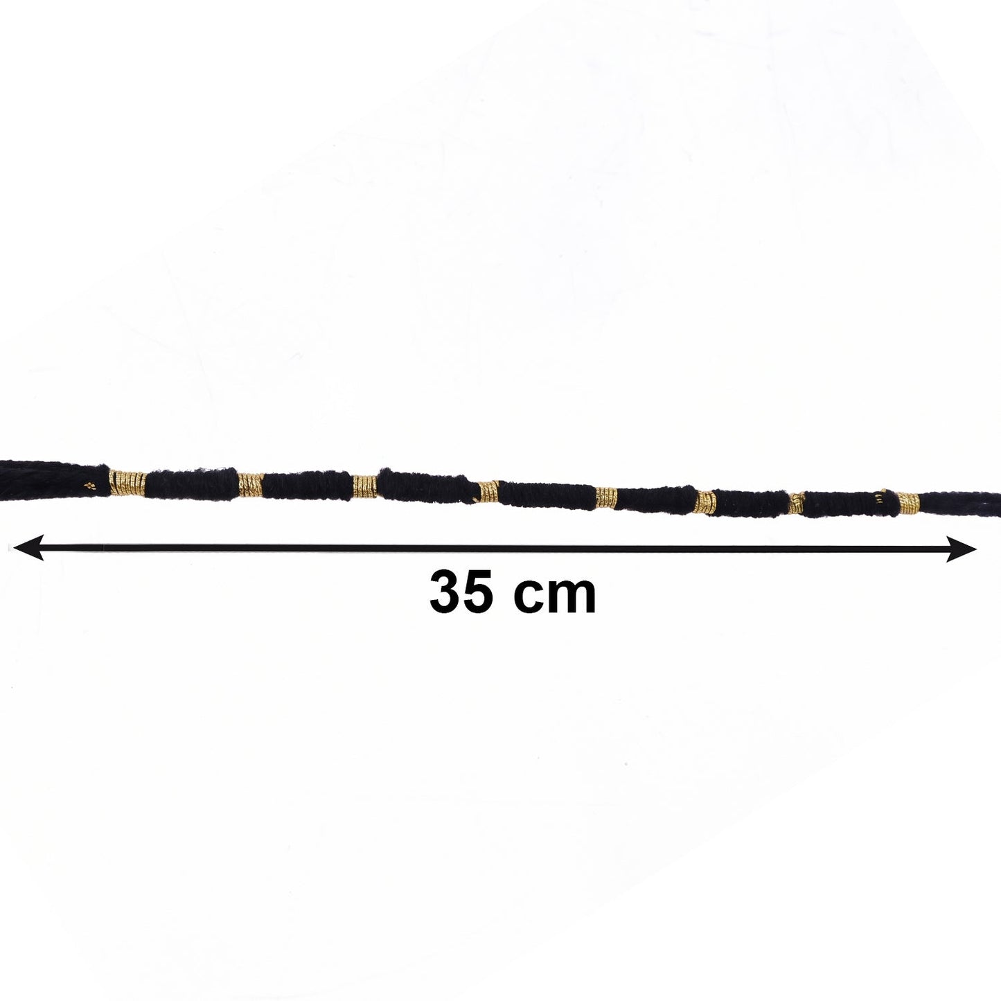 Handmade Black Thread Bracelet Rakhi with Gold Beads (1 Pc)