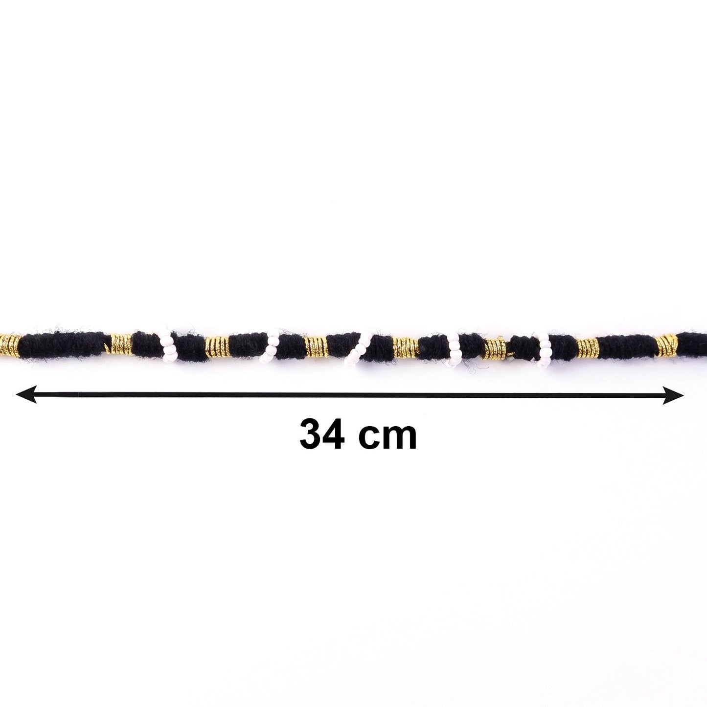 Handmade Black Bracelet Rakhi with White Beads (1 Pc)