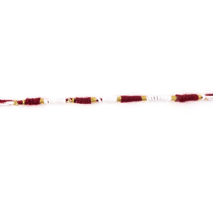 Red White Mauli Rakhi with Gold Wire