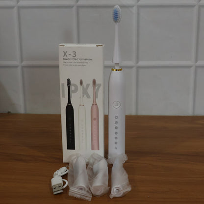 Rechargeable Electric Toothbrush White Color With 3 Extra head (1 Pc/ mix Color)
