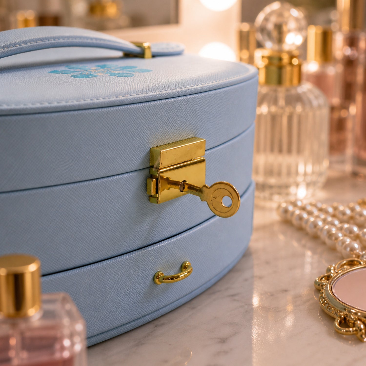 Multi-layer jewellery box compartments detail India