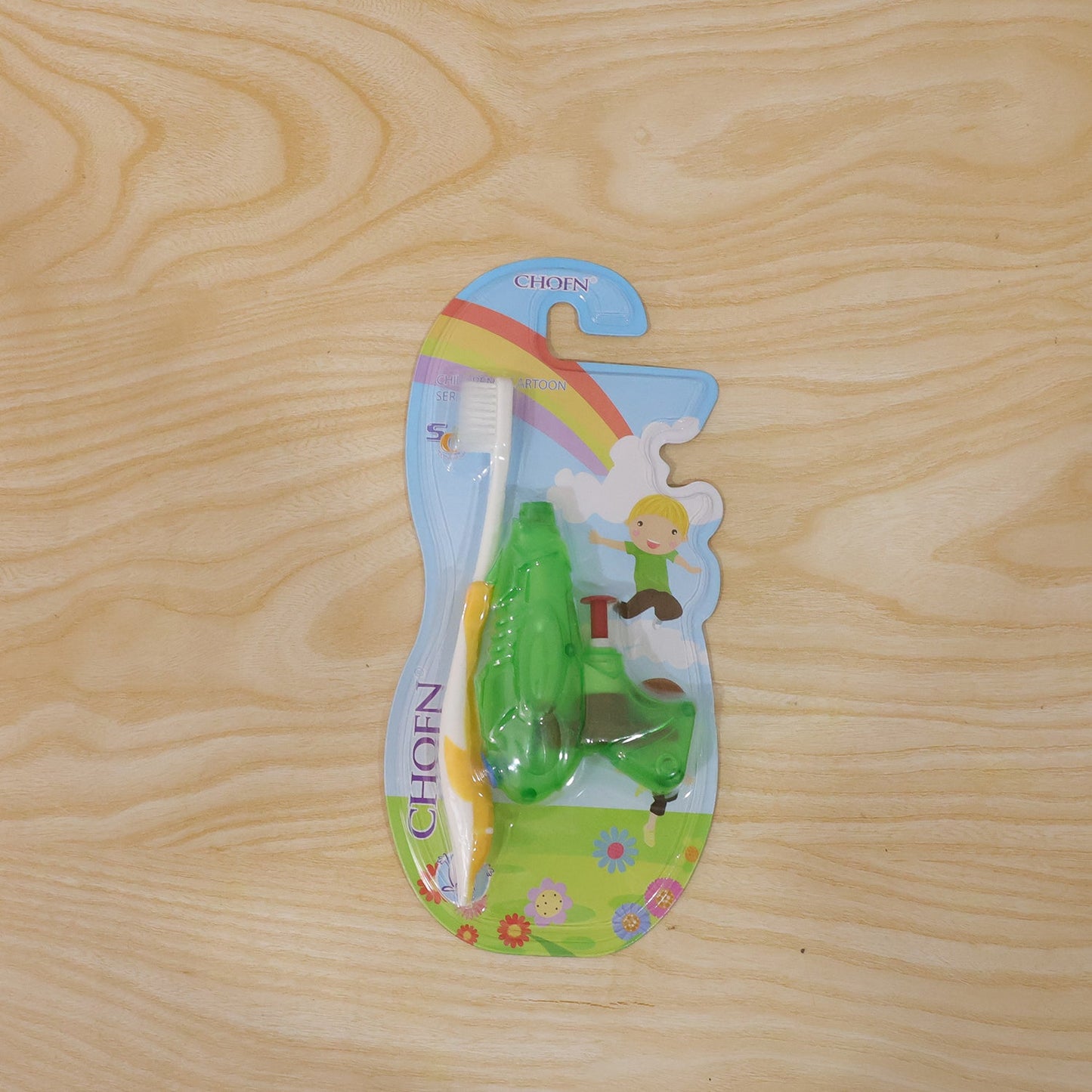 Kids Cartoon Toothbrush with Airplane Toy (2 Pc Set)