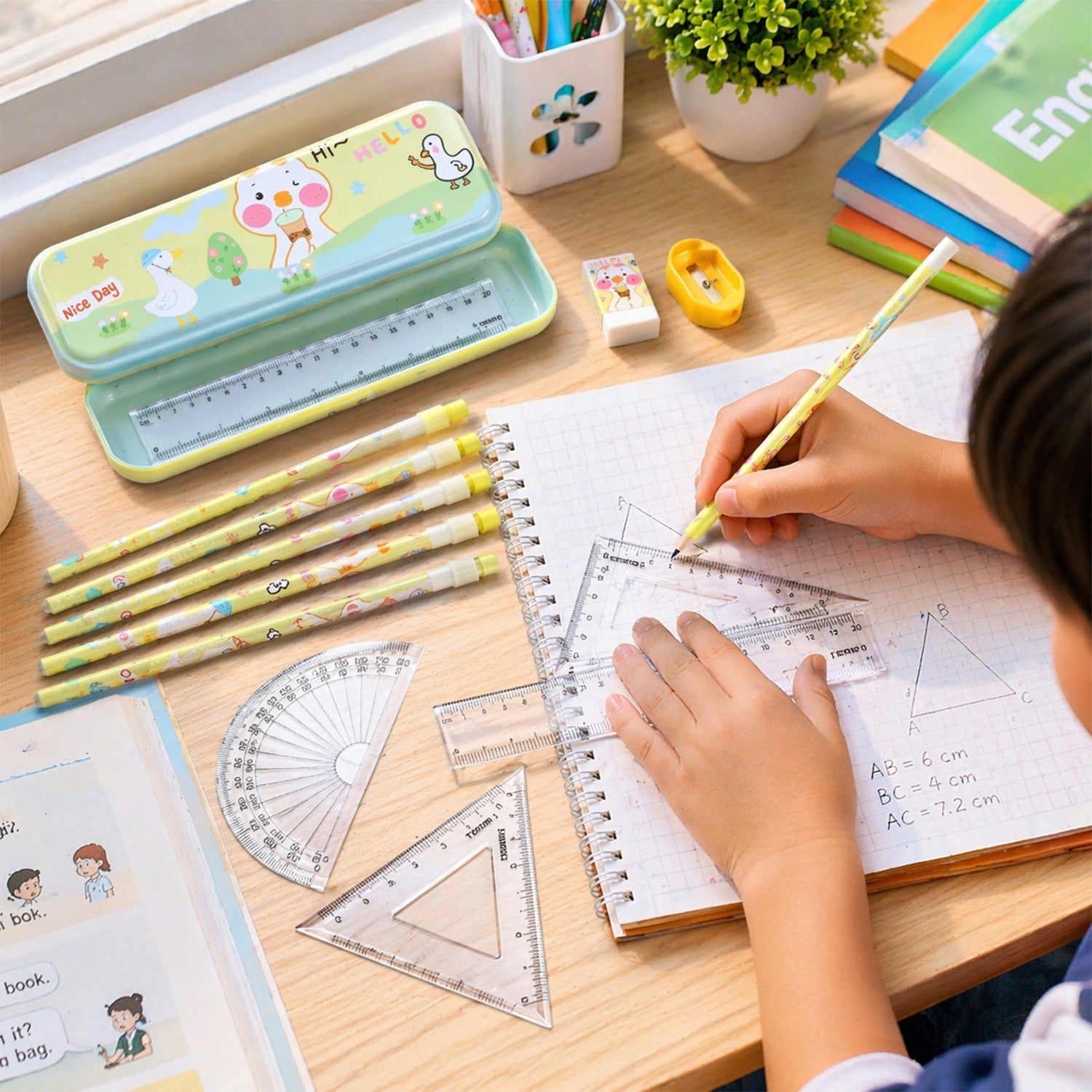 complete geometry kit cartoon design