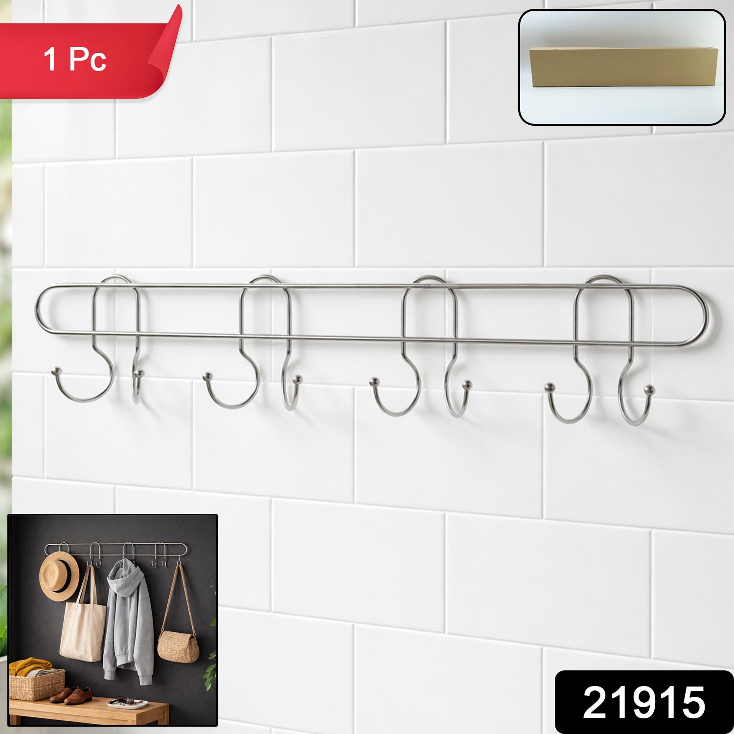 metal hook rack for hanging clothes and accessories