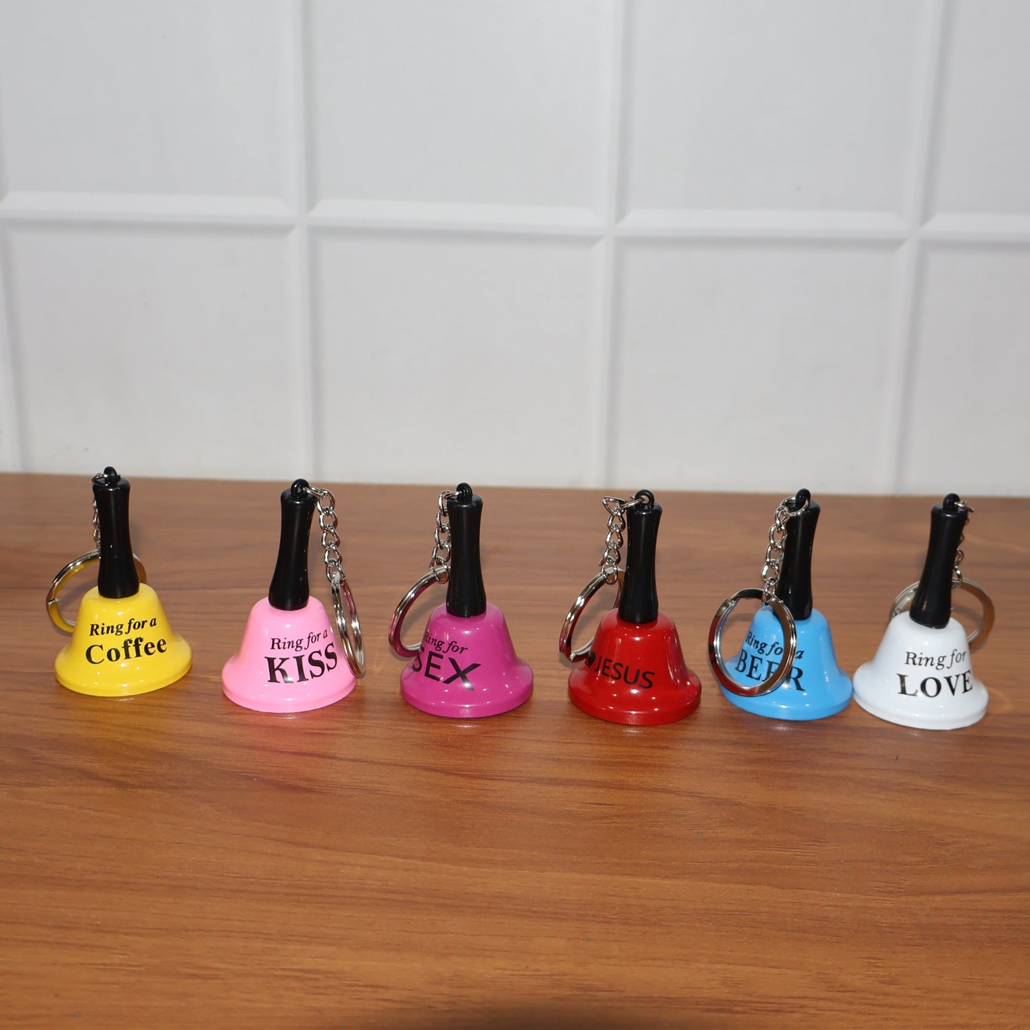 metal bell charm keyring