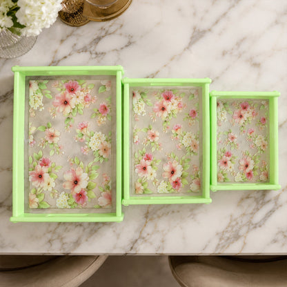 Supermom Floral Printed Multipurpose Serving Tray Set (3 Pc Set)