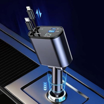  4-in-1 Super Fast Car Charger Dual Built-In Cables - alternative angle