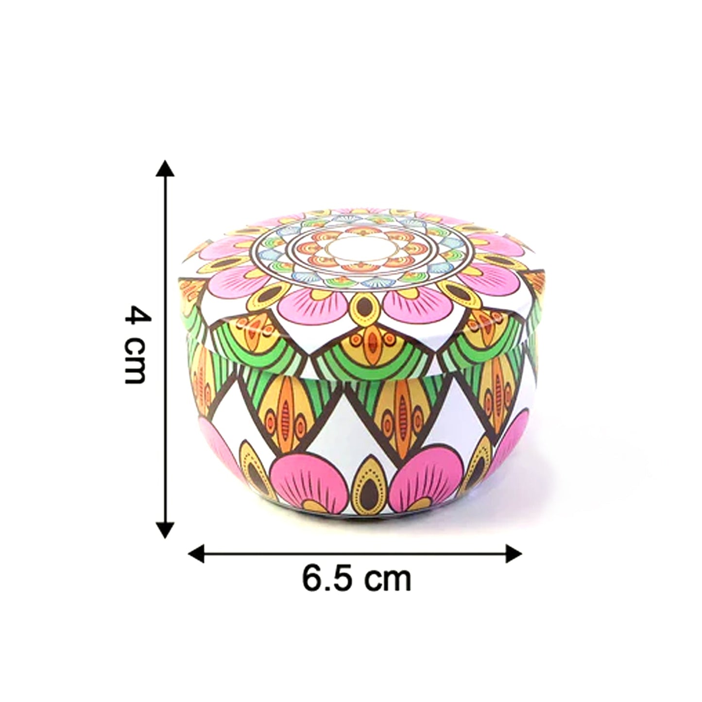 Premium Decorative Mandala Printed Metal Candle Container (4 Pc)
