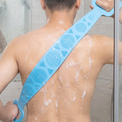 Silicone body scrubber in use lathering soap
