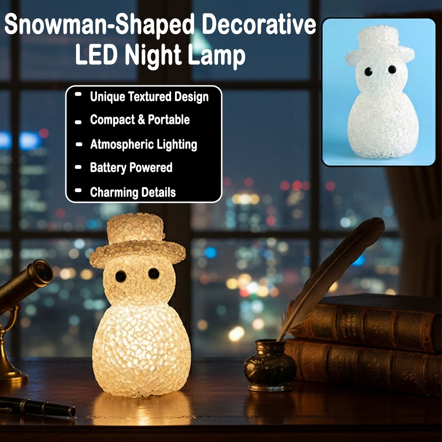 Snowman-Shaped Decorative LED Night Lamp (1 Pc)