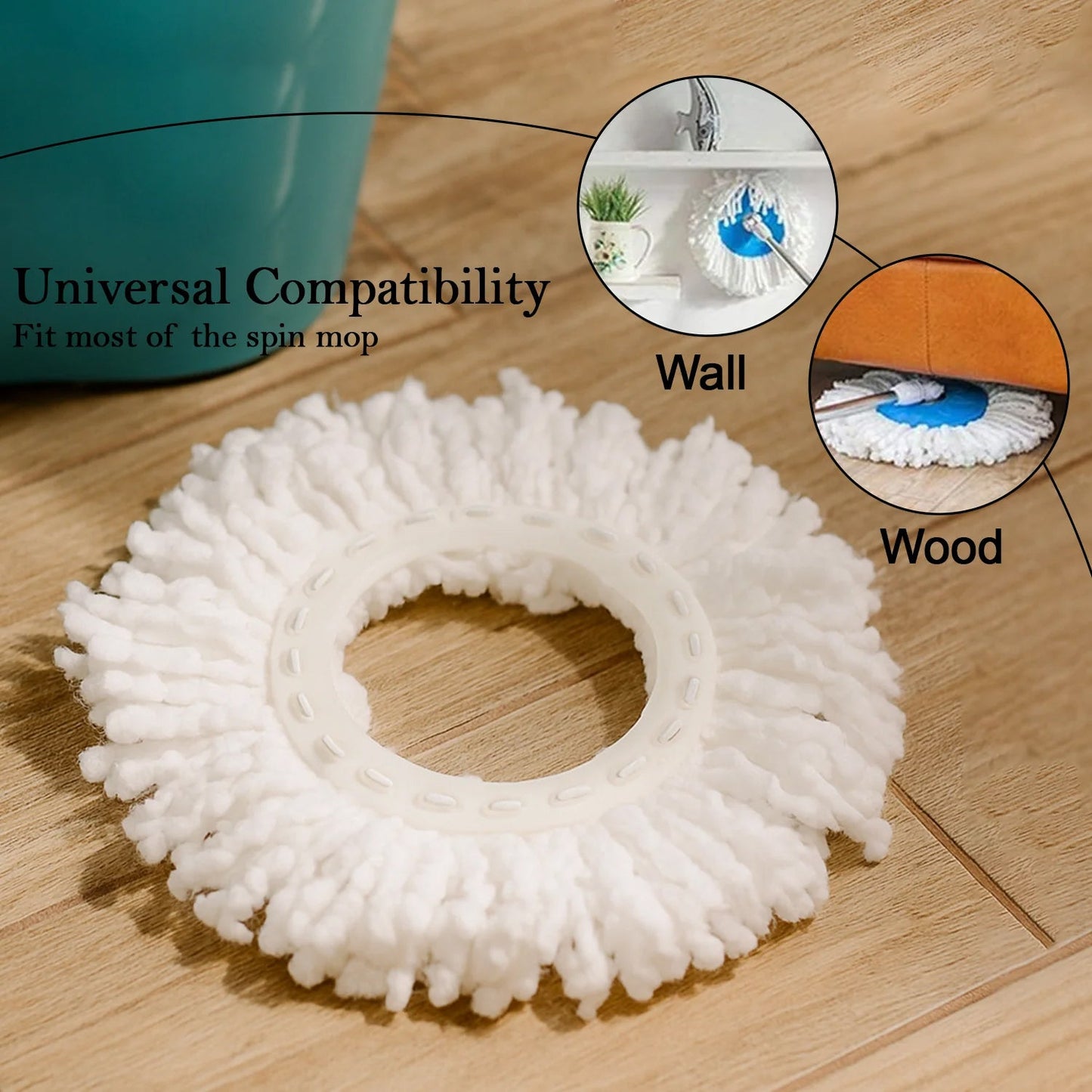 Plastic Spin Mop Set with Bucket - Microfiber Refill Closeup