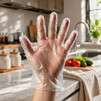 Disposable Clear Plastic Gloves (100  Pc, Medium)