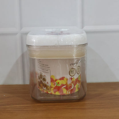 Transparent airtight jar with vibrant red lid