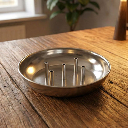 Polished metal incense stand        
