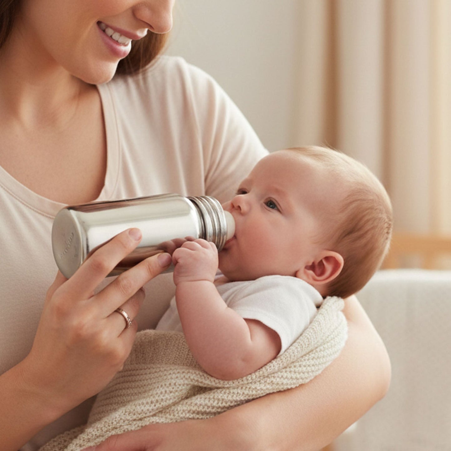 Leakproof steel infant milk bottle