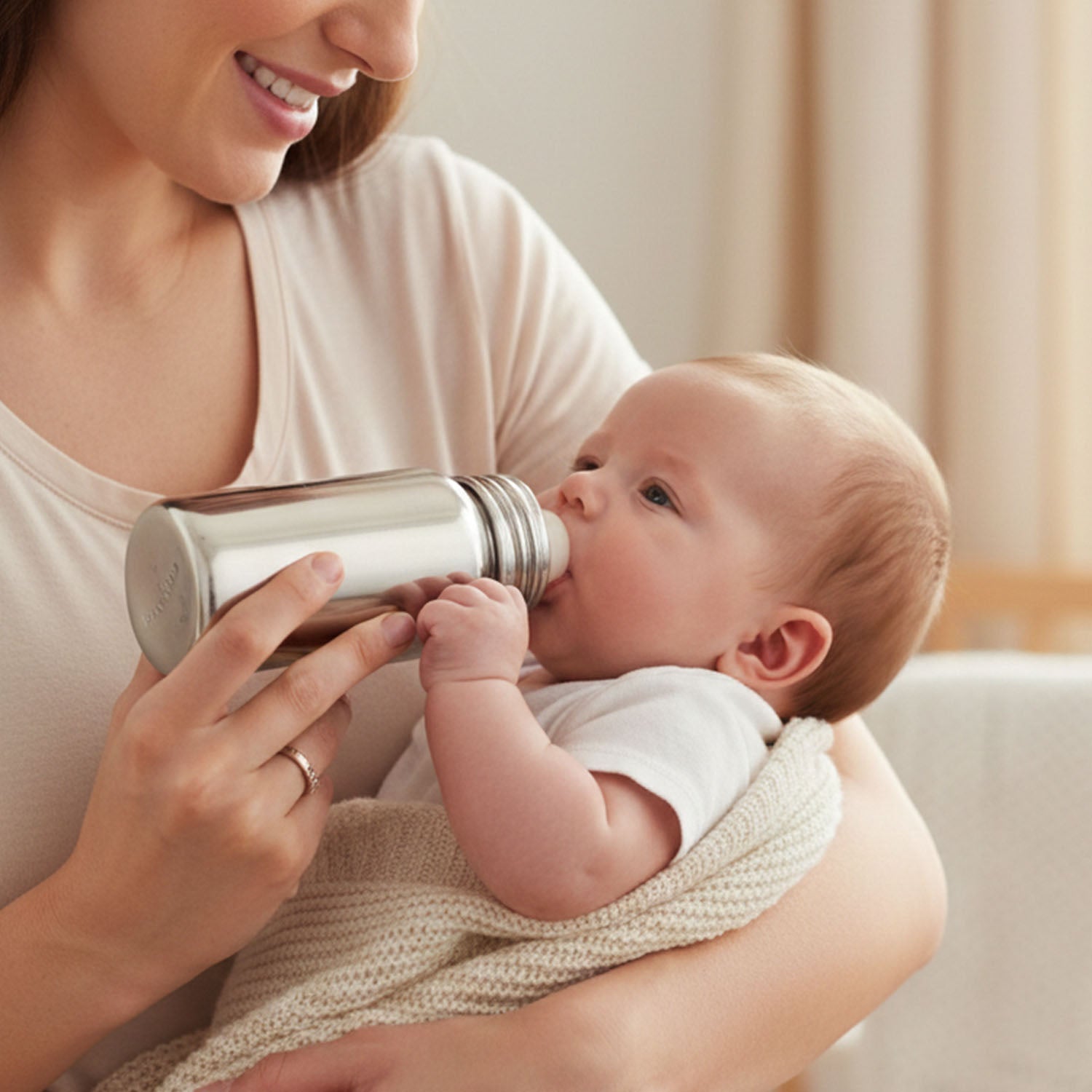 Leakproof steel infant milk bottle