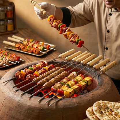 reusable metal BBQ skewer sticks