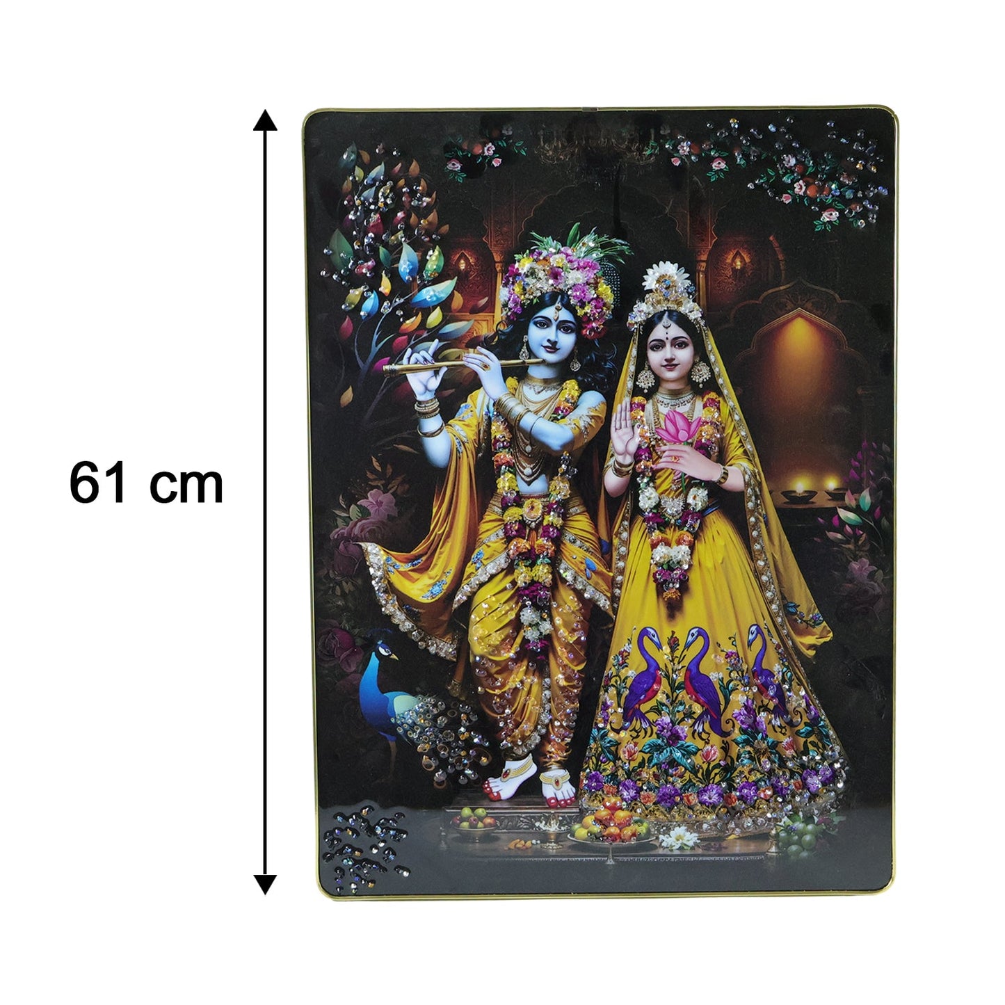 Premium Radha Krishna Decorative Wall Frame (1 Pc, 60x45 Cm)