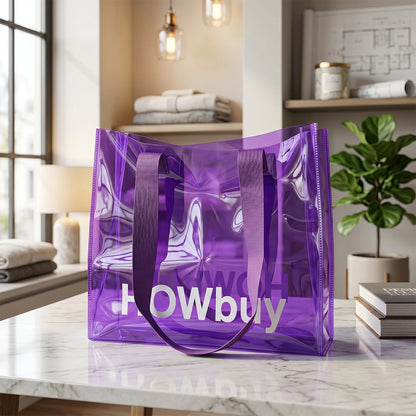 Stylish Transparent Carry Bag with Handle Strap (30x27 Cm)