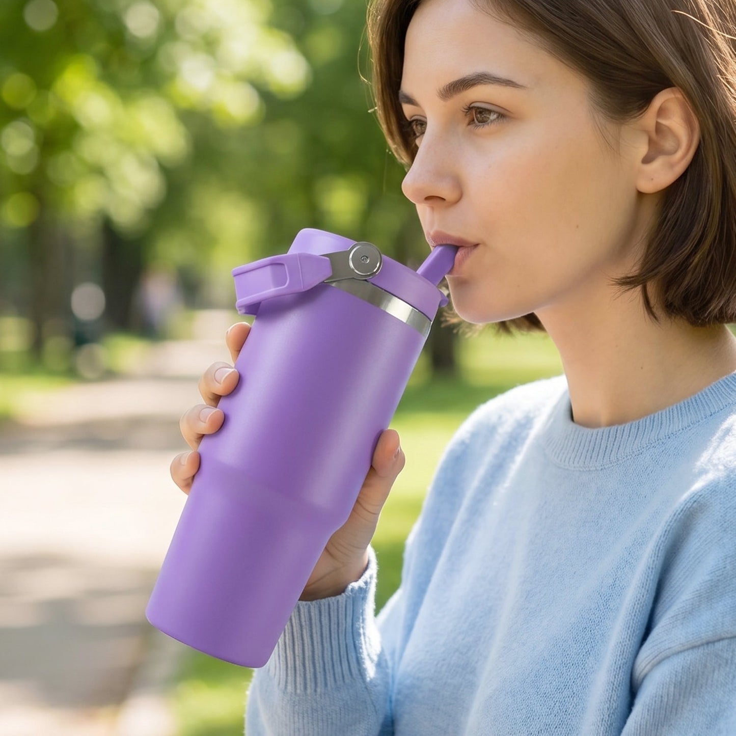 Premium Stainless Steel Vacuum Insulated Travel Mug Tumbler  (890ML / 1 Pc / Mix Color)