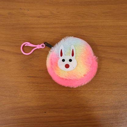 rainbow fur keychain pouch