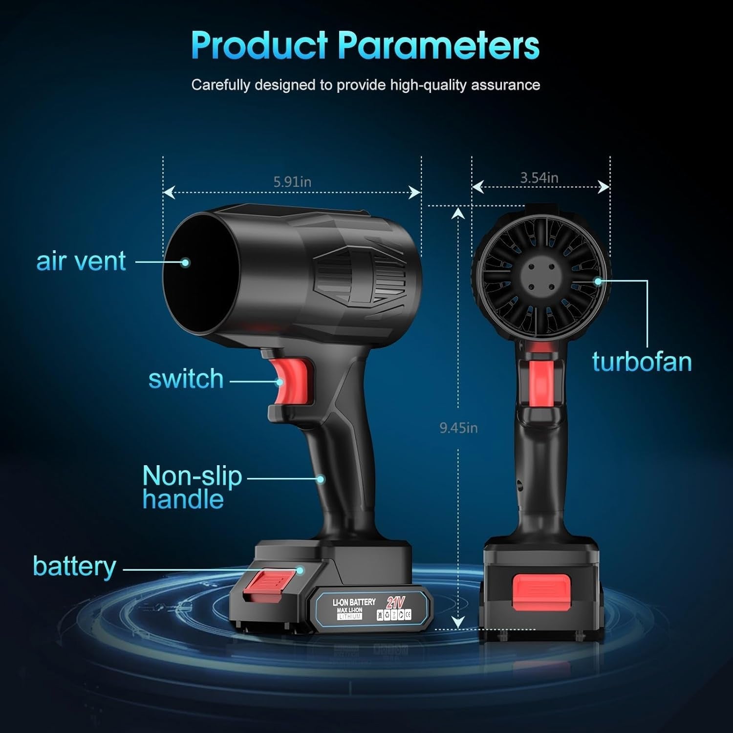  High-Power Cordless Leaf Blower Fan with Rechargeable - main product shot