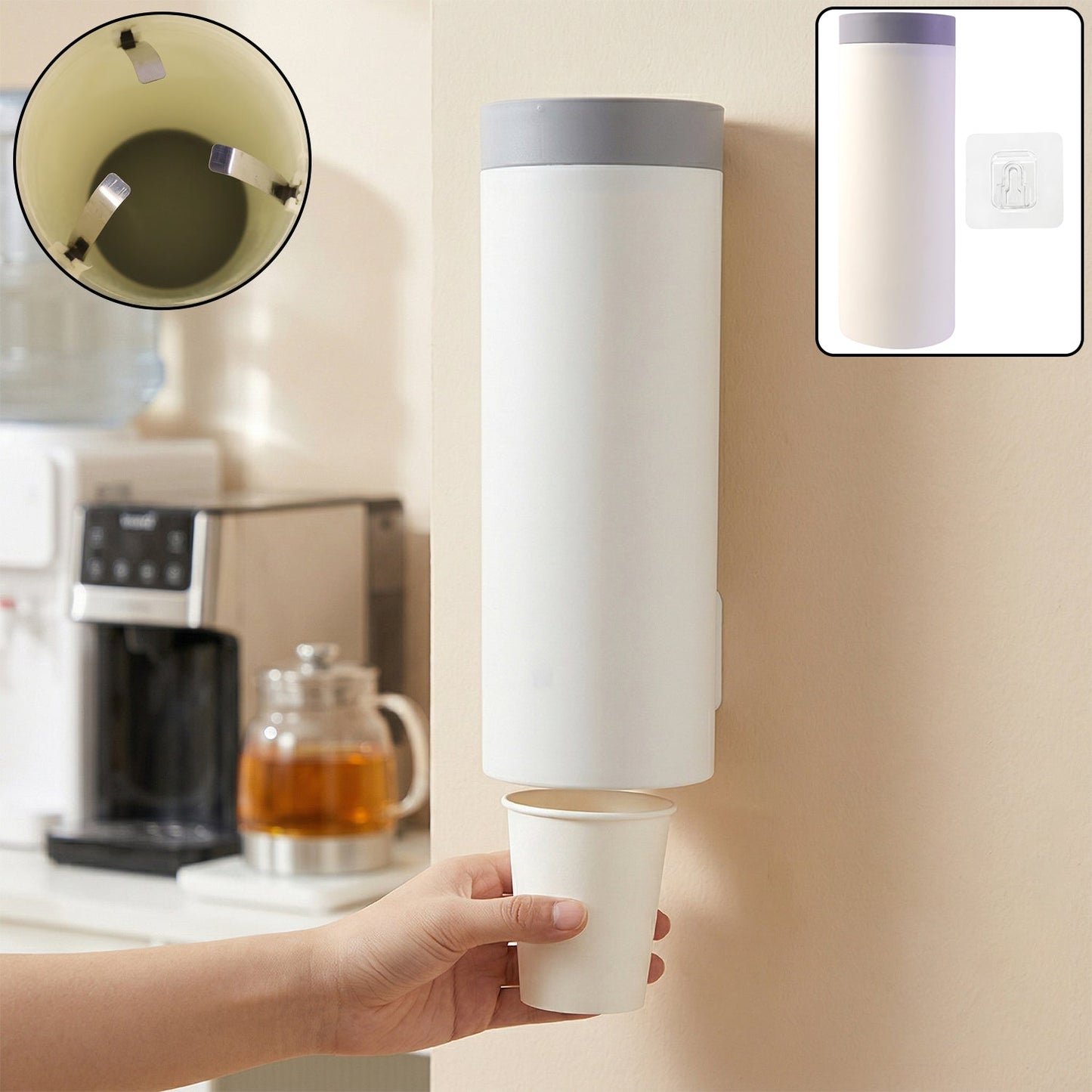 Wall Mounted Disposable Paper Cup Holder Storage Dispenser Box