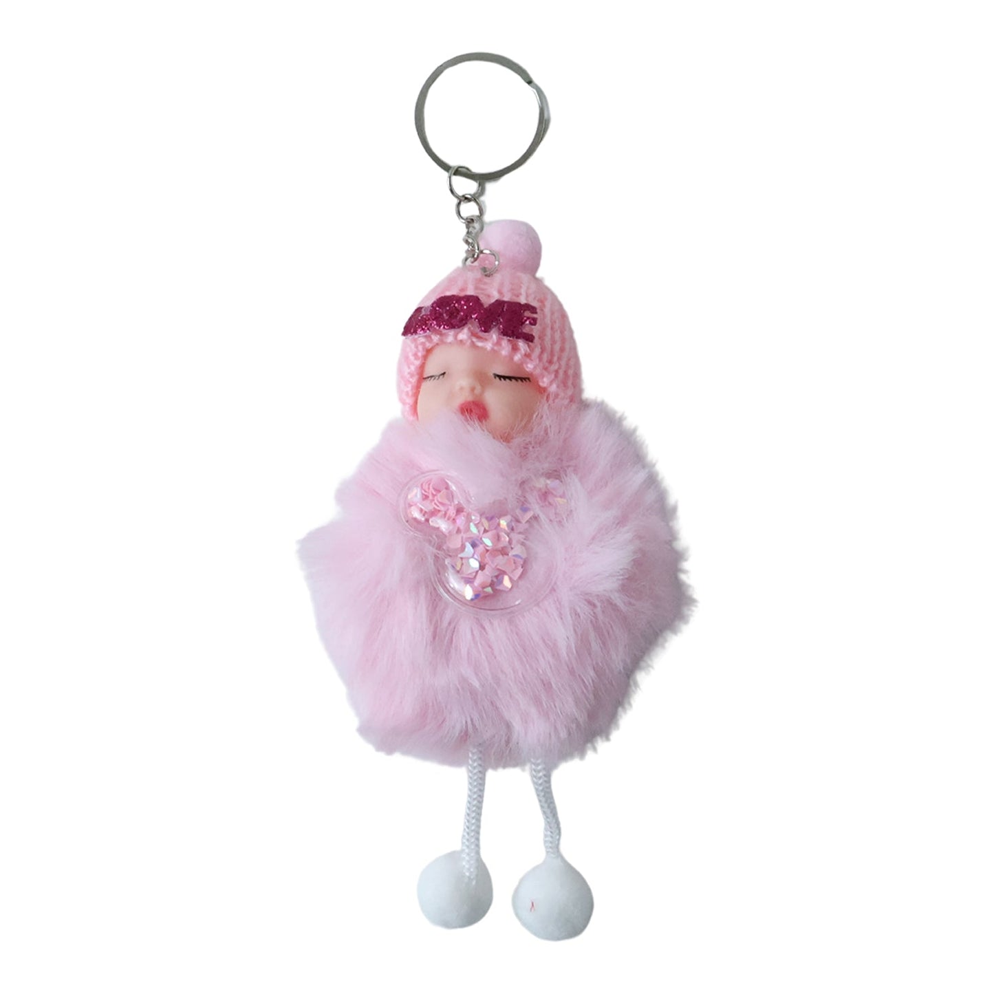 Cute Doll Plush Keychain with Soft Fur Ball (1 Pc)
