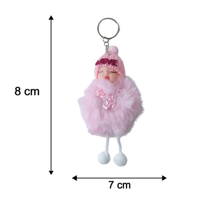 Cute Doll Plush Keychain with Soft Fur Ball (1 Pc)